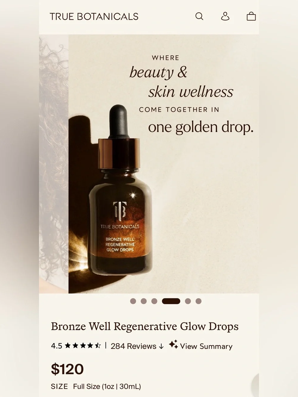 True Botanicals Bronze Well Regenerative Glow Drops
